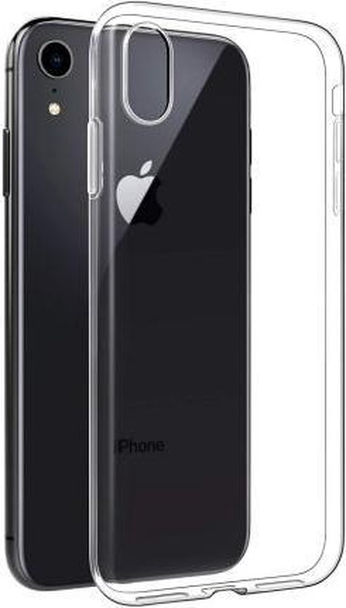 Transparant geschikt voor iPhone XR hoesje Ultra-thin TPU 0.75mm met gratis screen protector 9-H tempered glass