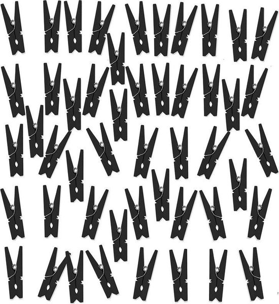Mini wasknijpers zwart - 50 stuks