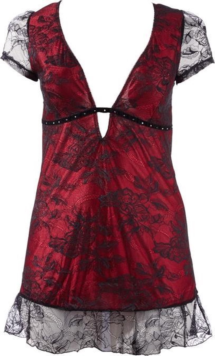 Goedkoopste Zwart rode plussize transparant jurkje