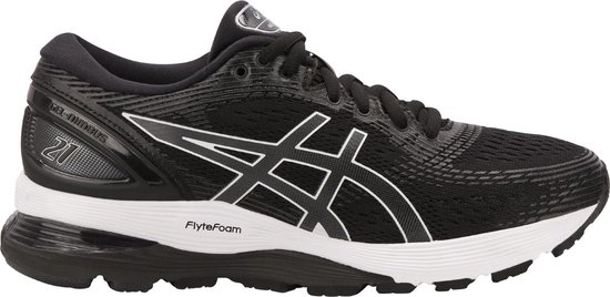 Asics Gel-Nimbus 21 Hardloopschoenen Dames Sportschoenen - Maat 39.5 - Vrouwen - zwart/wit Asics Gel-Nimbus 21 Hardloopschoenen Dames Sportschoenen - Maat 39.5 - Vrouwen - zwart/wit
