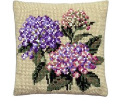Pako borduurpakket kruissteek kussen hortensia - geprint stramien - 003.126 - DIY kit
