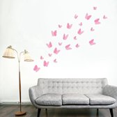 24 stuks 3D vlinders licht roze kleur / Vlinders Muursticker / Muurdecoratie Voor Kinderkamer / Babykamer / Slaapkamer - Vlinder Sticker Lichtroze