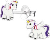 Fako Bijoux® - Boucles d'oreilles pour enfants - Argent 925 - Licorne - Unicorn - 8x7mm - Violet