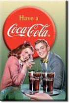 Retro Coca-Cola Wandbord 'Young Couple' - Metaal - 30 x 40 cm