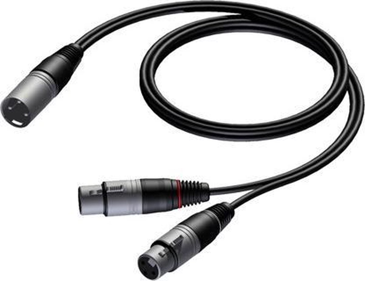 Procab CAB736 XLR mannelijk - 2x XLR vrouwelijk splitter kabel - 1,5 meter