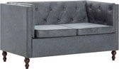 Bankstel Chesterfield-stijl stoffen bekleding grijs 2-delig (incl. vloerviltjes)