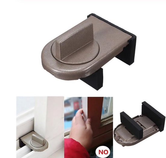 Raam slot -window lock -beveiliging - houd uw huis veilig - bruin - raam - kinderslot - schuifraam - Beveiliging - deurslot - slot - Binnenhuis - Merkloos