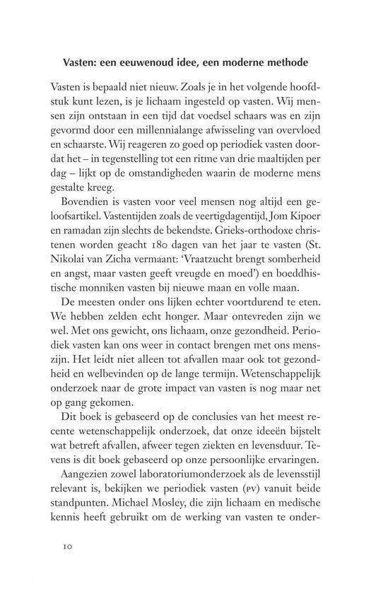 Tekst over het vasten dieet: 'Vasten: een eeuwenoud idee, een moderne methode'.