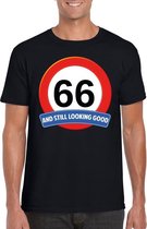 Verkeersbord 66 jaar t-shirt zwart heren 2XL