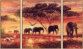 Peinture par Numéro Triptyque - Éléphants