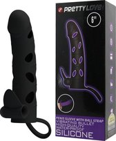 PRETTY LOVE MALE | Pretty Love Vibrating Silicone Penis Sleeve With Ball Straps 15.2 Cm