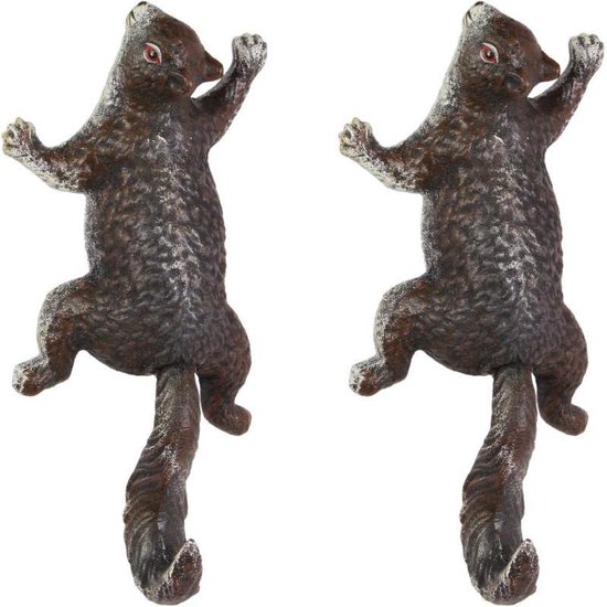 wanddecoratie gietijzeren eekhoorn - set van 2 - gietijzer - ook te gebruiken als kapstok