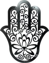 Dit Pracht - Wanddecoratie staal - Hand van Fatima, Hamsa - zwart - groot 60cm