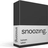 Snoozing - Feuille - Coton - Twin - 240x260 cm - Anthracite