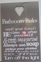 Tekstbord bathroom rules bruin