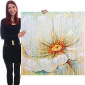 Handgeschilderde Olieverf schilderij Witte Bloem