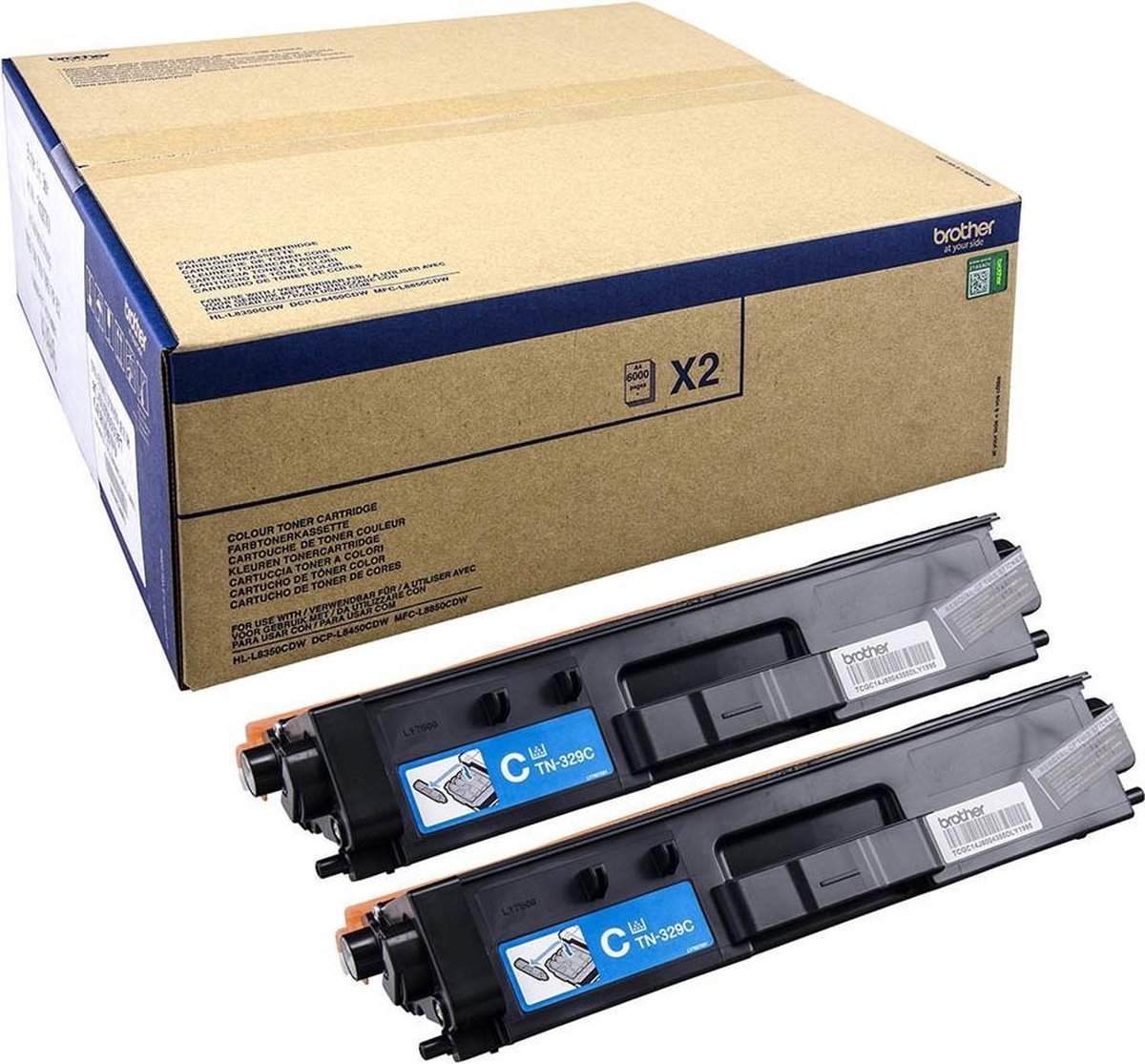 Brother TN-329CTWIN Toner 12000pagina's Cyaan toners & lasercartridge