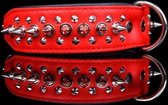 Dog's Companion - Leren halsband - met spikes - 32-41cmx40 mm - Rood/Zwart - 996Arood/zwart