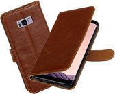 BestCases.nl Bruin Pull-Up PU booktype wallet cover hoesje Samsung Galaxy S8+ Plus