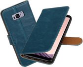 BestCases.nl Blauw Pull-Up PU booktype wallet cover hoesje Samsung Galaxy S8+ Plus