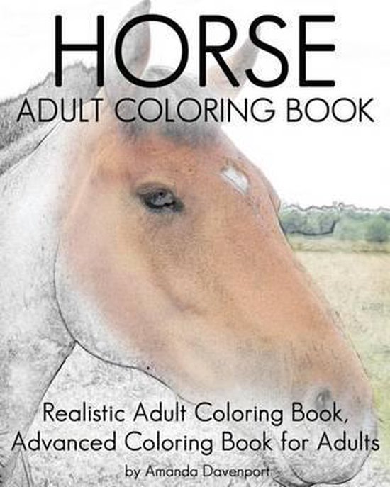 Realistic Animals Coloring Book- Horse Adult Coloring Book - cover