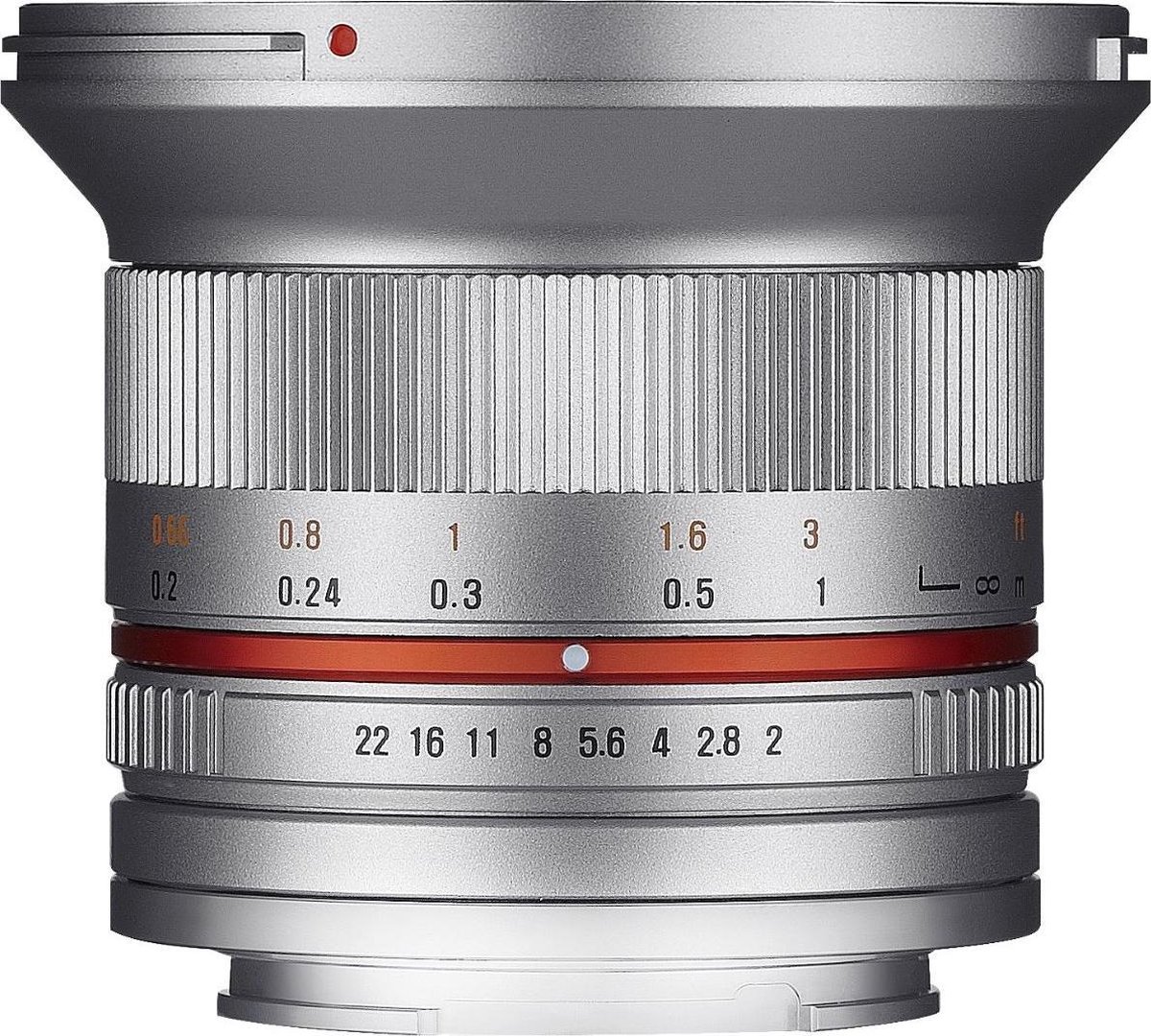 Samyang 12mm F2.0 NCS CS SLR Groothoeklens Zilver