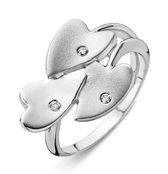 Orphelia Ring 3 Hearts Satin Zirconium Sterling Zilver 925 Zr-3746/54