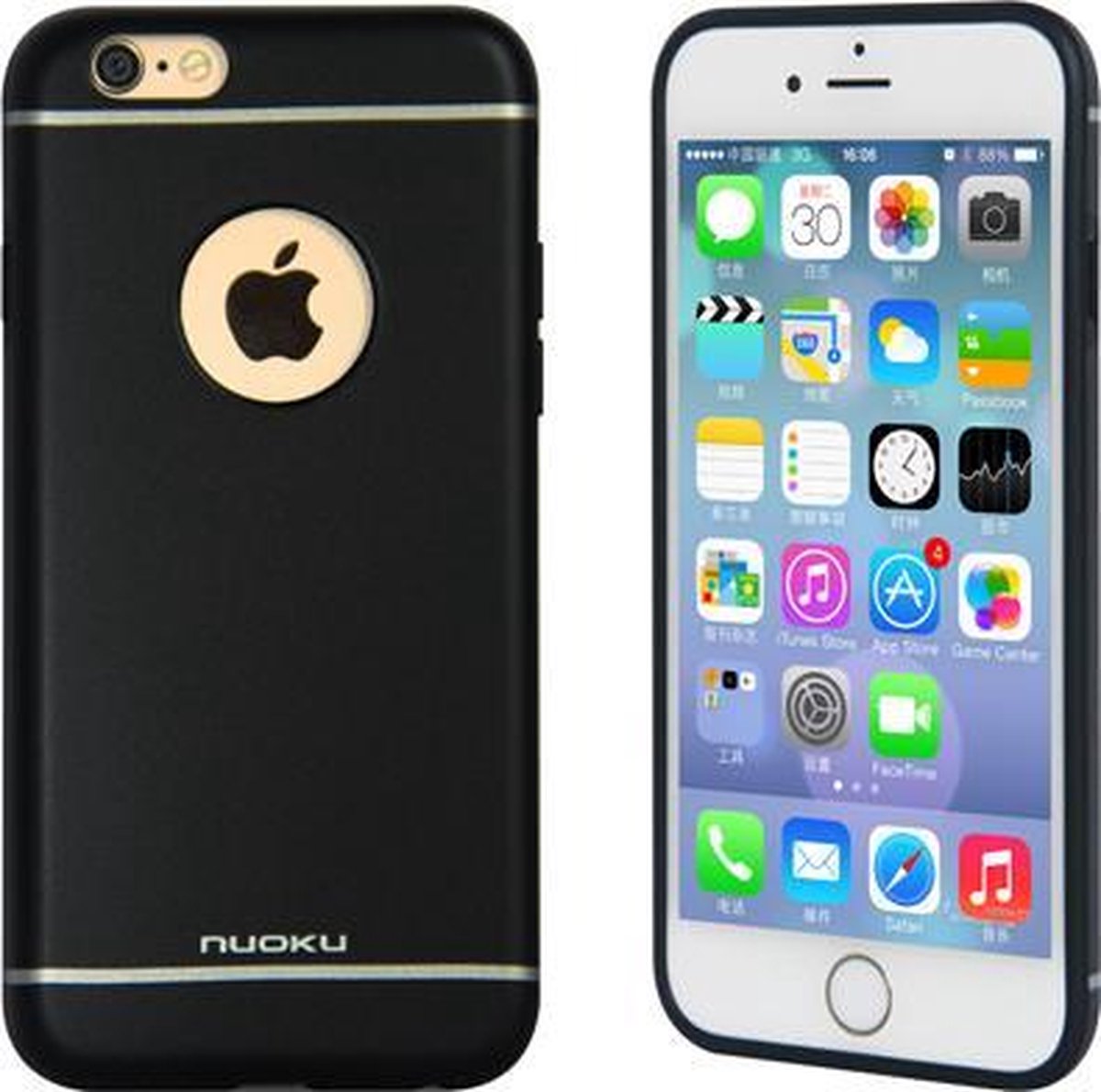 Nuoku Hoesje voor Apple iPhone 6/6S - Back Cover - TPU - Zwart