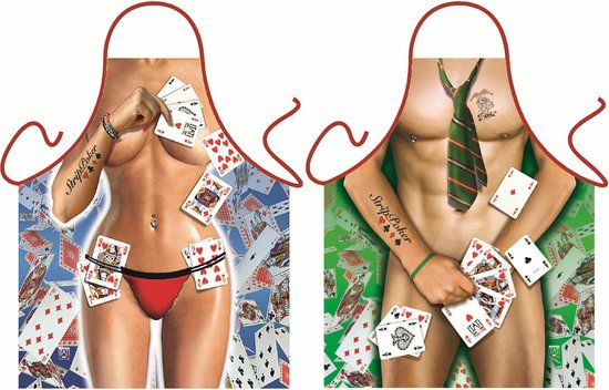 Strip Poker Man en vrouw - Sexy Grappig Leuk Schort Keukenschort