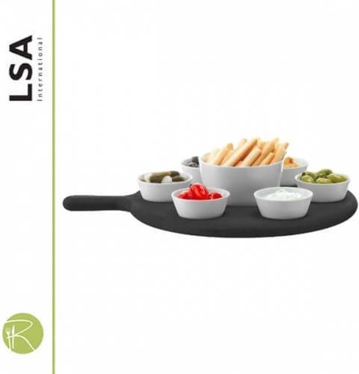 Tapasset - LSA - Paddle Black - met houten dienblad