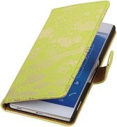 Sony Xperia Z4 Lace/Kant Booktype Wallet Hoesje Groen