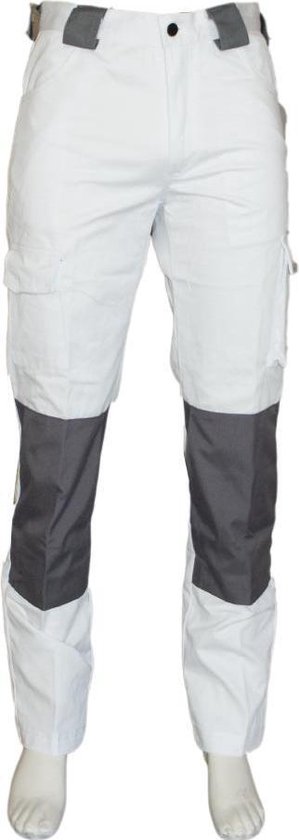 Yoworkwear Pantalon de travail coton / polyester blanc-gris taille 48