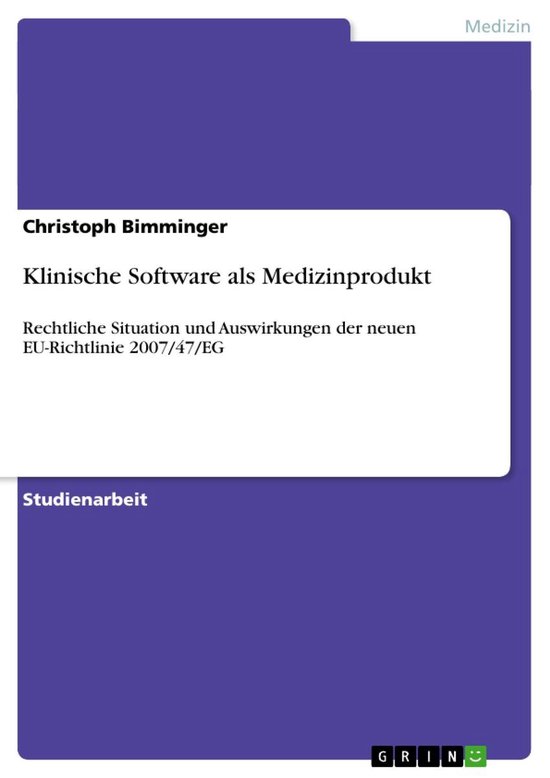 Klinische Software als Medizinprodukt - cover