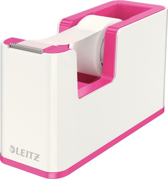 Leitz WOW Plakbandhouder - Inclusief 1 Rol Plakband - Roze/Wit