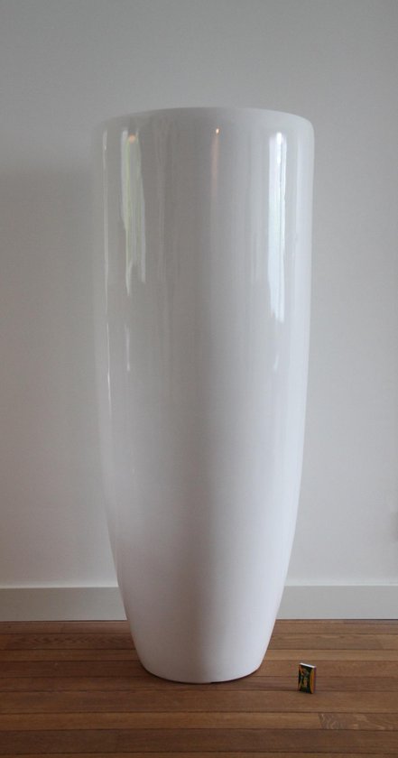bol.com | bloempot fiberstone hoogglans wit 120cm, voor binnen en buiten