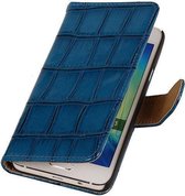 Samsung Galaxy Note 4 - Krokodil Blauw Booktype Wallet Hoesje
