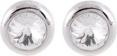 Oorbel oorstekers glanzend zilverkleur 8mm lengte, met Swarovski Elements kristal steen