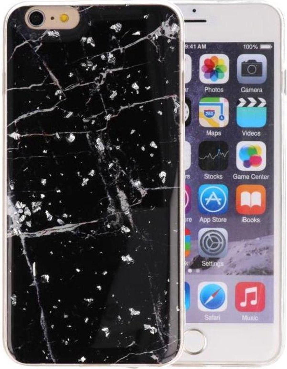 Marble Zwart Print Hardcase - Hoesje Geschikt voor iPhone 6 Plus
