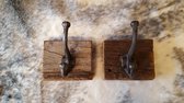 Kapstokhaak van handgemaakte oud hout 2 stuks