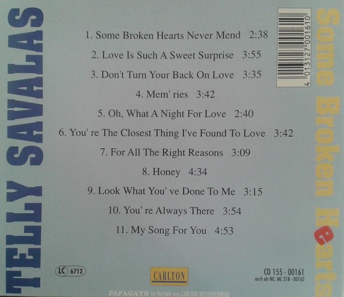 Some Broken Hearts Never, Telly Savalas CD (album) Muziek