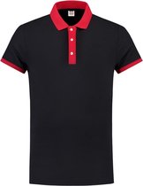 Tricorp poloshirt bi-color fitted - Casual - 201002 - navy-rood - maat XXS