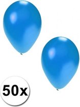 50x stuks Metallic blauw ballonnen 36 cm - Feestartikelen en versieringen