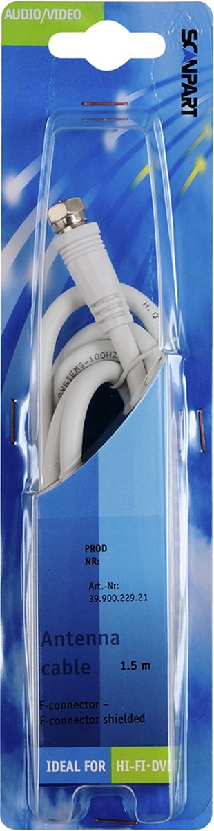Scanpart coax kabel 1.5 meter - F-connector - Geschikt voor Ziggo - Televisie - Wit