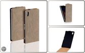 Vintage Flip Case Leder Cover Hoesje Sony Xperia Z1 Creme