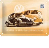 VW Volkswagen Beetle and Bulli Metalen wandbord in reliëf 15 x 20 cm.