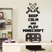 3D MUURSTICKER KEEP CALM AND PLAY MINECRAFT WIT Gebaseerd op Minecraft Spel