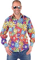 Flower Power foute blouse met smilie | Verkleedkleding heren maat XXL (62-64)