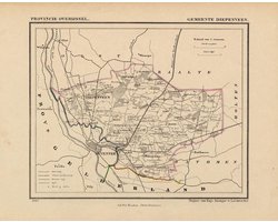 Historische kaart, plattegrond van gemeente Diepenveen in Overijssel uit 1867 door Kuyper van Kaartcadeau.com