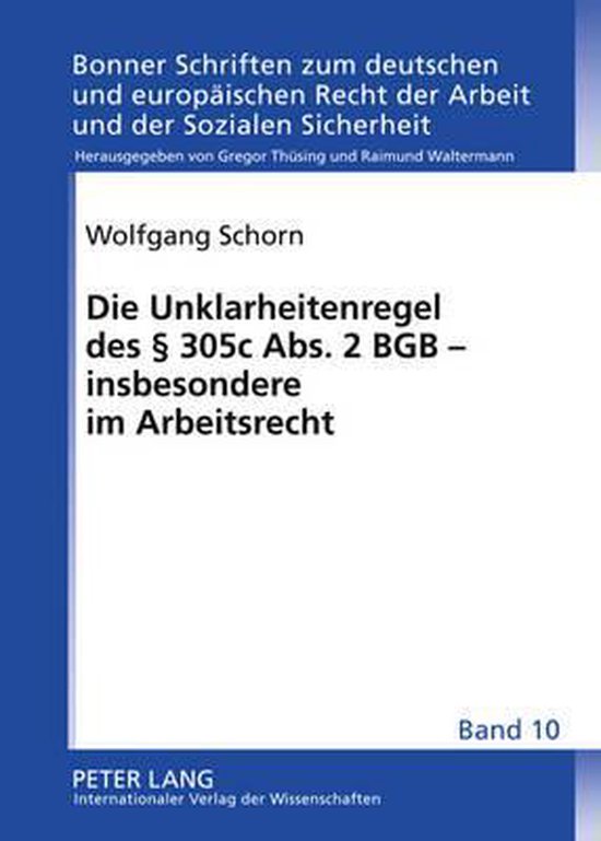 Die Unklarheitenregel des § 305 c Abs. 2 BGB - insbesondere ... - cover