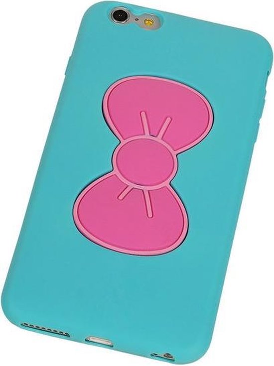 Vlinder Telefoonstandaard Case TPU iPhone 6 Turquoise - Back Cover Case Wallet Hoesje